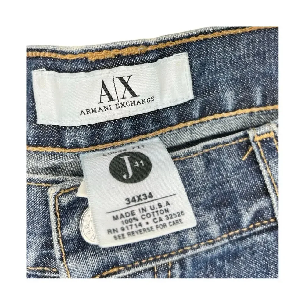 Armani Made in USA Loose Fit Jeans 34x34 Medium Wash Button Fly